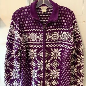 L.L. Bean Purple and White Knit Sweater